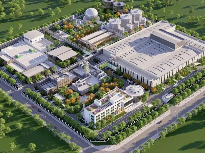 现代化的中国环保设备工业园区鸟瞰